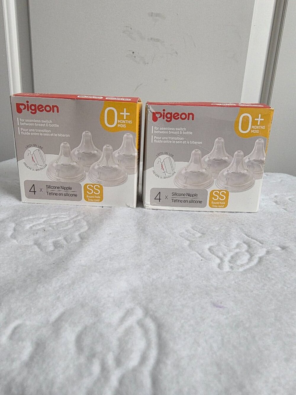 NEW Pigeon Silicone Nipple SS 0+ months 4-pack